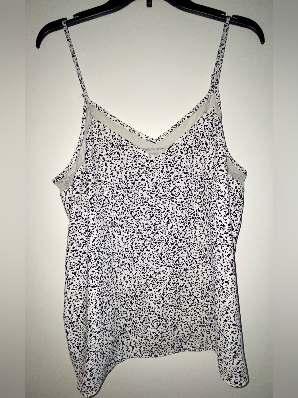 Nine West White and Black Speckled V-Neck Cami